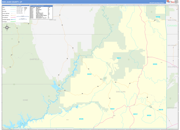 San Juan County, UT Zip Code Map